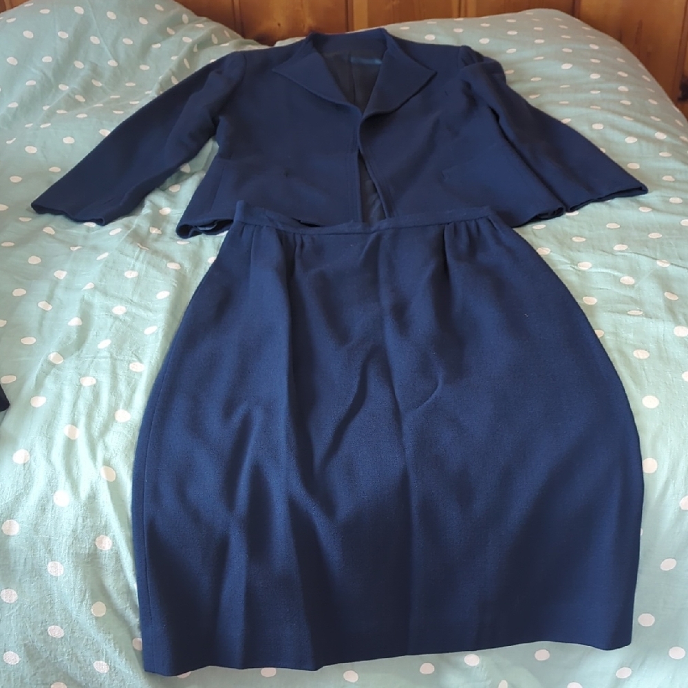 Vintage Navy Blue Skirt Suit